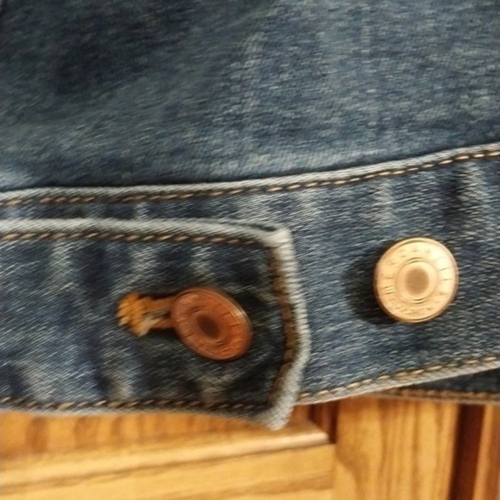 J.Crew Mercantile Sz Medium Denim Jean Jacket Embroidered Flowers Med Blue Wash - Picture 12 of 12